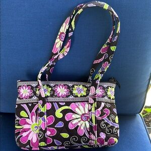 Simply Vera Vera Wang Black and Pink Floral Shoulder Bag